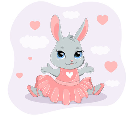 Cute baby bunny ballerinaのイラスト素材