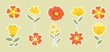 Flower sticker packのイラスト素材