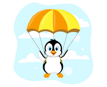 Penguin with parachuteのイラスト素材