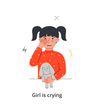 Sad crying woman conceptのイラスト素材