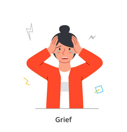 Sad crying woman conceptのイラスト素材