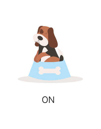 Dog on bowlのイラスト素材