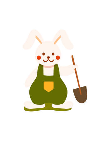Daddy rabbit with shovelのイラスト素材