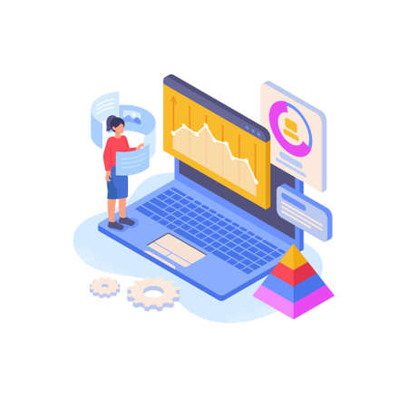 Graphs in computerのイラスト素材