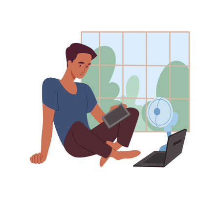 Person works at homeのイラスト素材