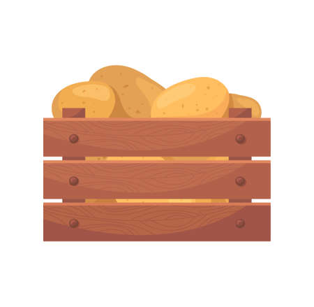 Wooden basket with potatoes conceptのイラスト素材