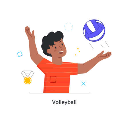 Boy playing volleyball conceptのイラスト素材