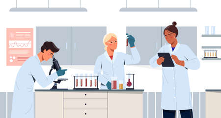People work in vaccine development science laboratory conceptのイラスト素材