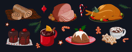 Christmas food setのイラスト素材
