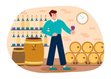 Man in wine shopのイラスト素材