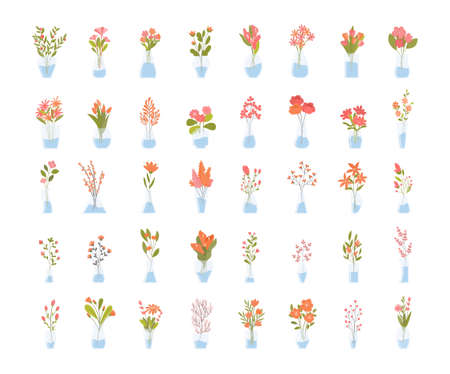 Flowers in vase setのイラスト素材