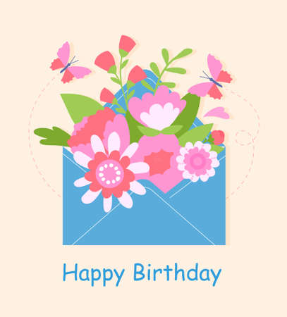 Mail envelope with flowersのイラスト素材