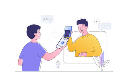 Man pays through terminalのイラスト素材