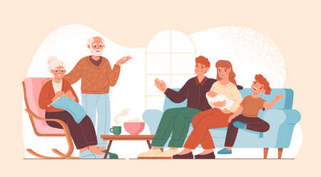 Happy Family Characters Laughing conceptのイラスト素材