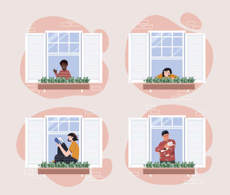 People in windowsのイラスト素材