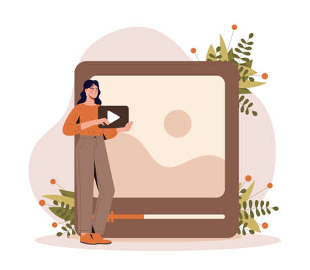 Woman watch videoのイラスト素材