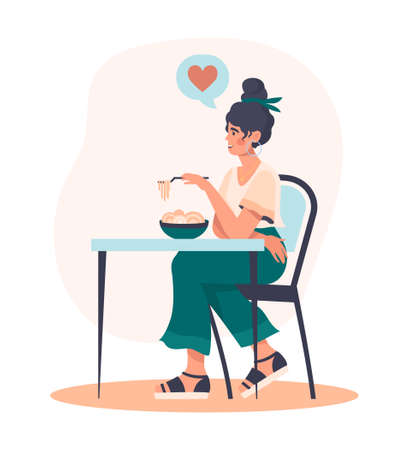 Eating healthy foodのイラスト素材