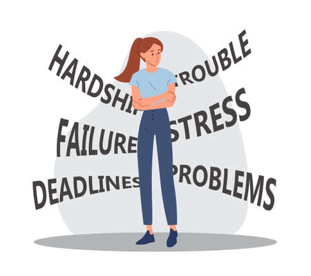 Woman worried problemsのイラスト素材