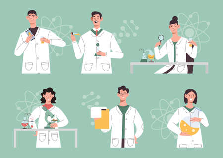 Set of scientistsのイラスト素材