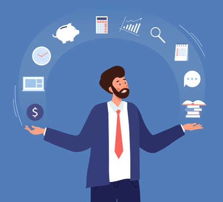 Concept of multitasking businessmanのイラスト素材