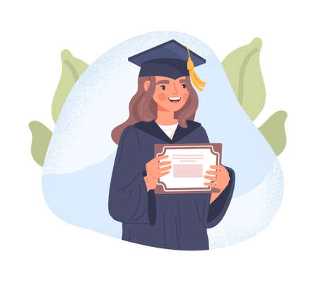 Happy graduated girlのイラスト素材