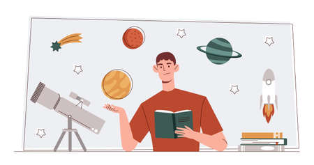 Man study galaxyのイラスト素材