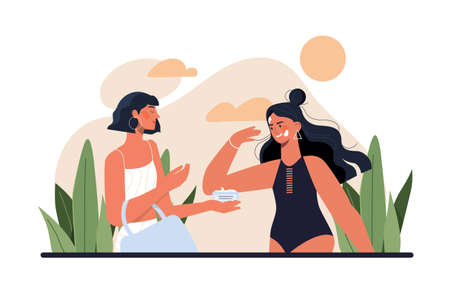 Sunscreen skincare productsのイラスト素材