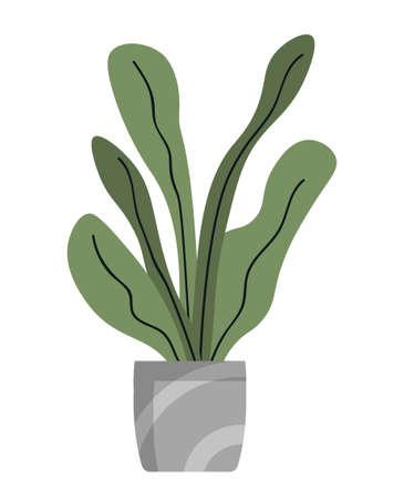 Flowerpot with leavesのイラスト素材