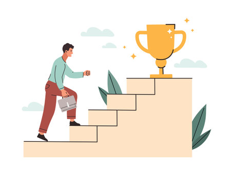 Person run to trophyのイラスト素材