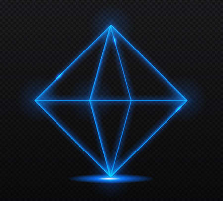 Neon blue octahedronのイラスト素材