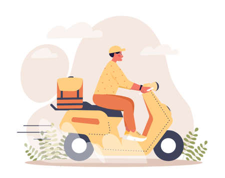 Courier on bikeのイラスト素材