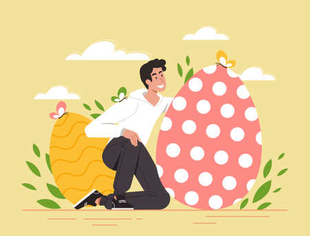 Man with Easter eggのイラスト素材