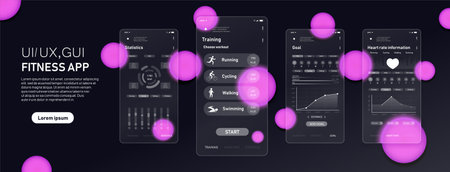 Fitness app interfaceのイラスト素材