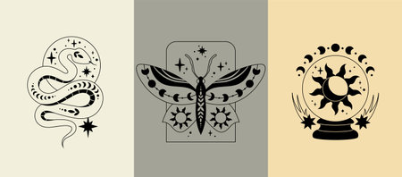 Set of alchemy esotericのイラスト素材