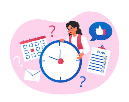 Woman holding clockのイラスト素材