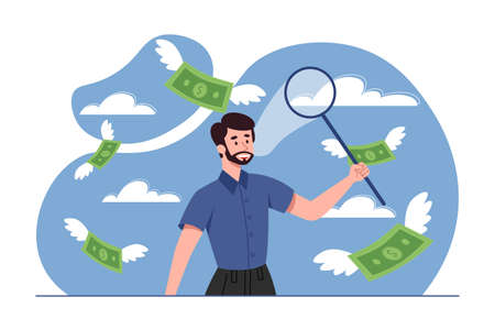 Man chasing moneyのイラスト素材