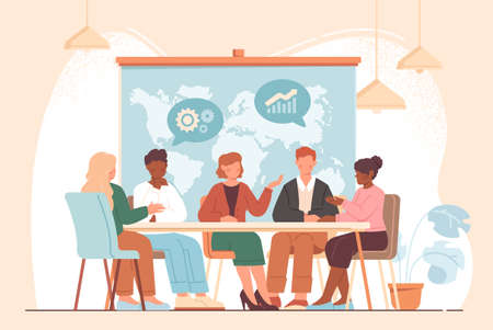 Council meeting and CEO head discussion or brainstormのイラスト素材