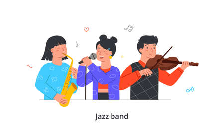 Group portrait of music bandのイラスト素材