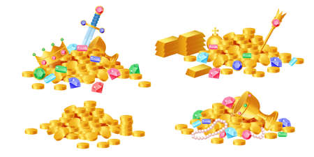 Set of golden treasuresのイラスト素材