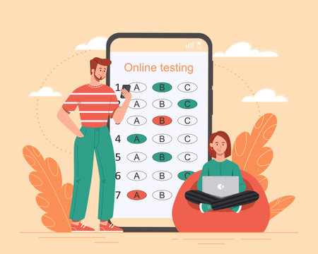 Online test conceptのイラスト素材