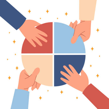 People picking chart partsのイラスト素材