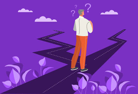 Businessman with two roadsのイラスト素材