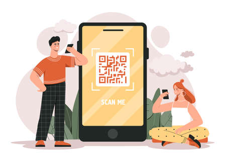 Qr code conceptのイラスト素材