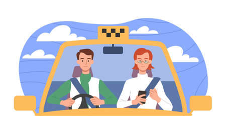 People in taxiのイラスト素材