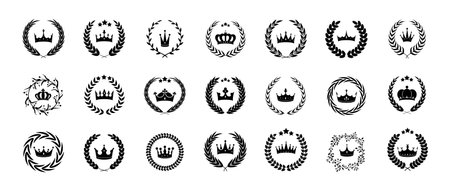 Beautiful black wreaths setのイラスト素材