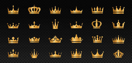Set of golden crownsのイラスト素材
