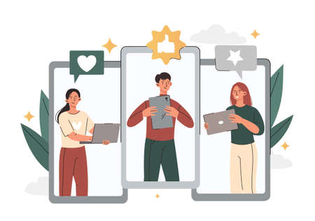 Social media communication conceptのイラスト素材