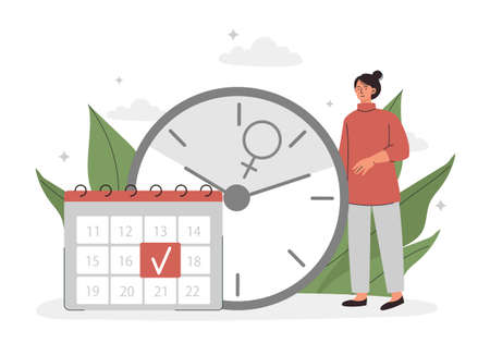 Woman creates calendarのイラスト素材