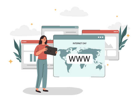 Internet day conceptのイラスト素材