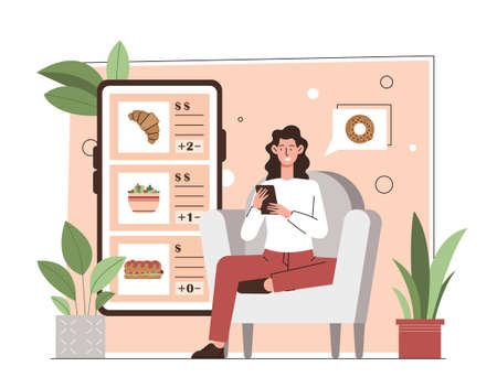 Woman ordering foodのイラスト素材